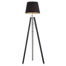 Aster lampa podłogowa 1x60W E27 230V czarna-noga drewniana czarna